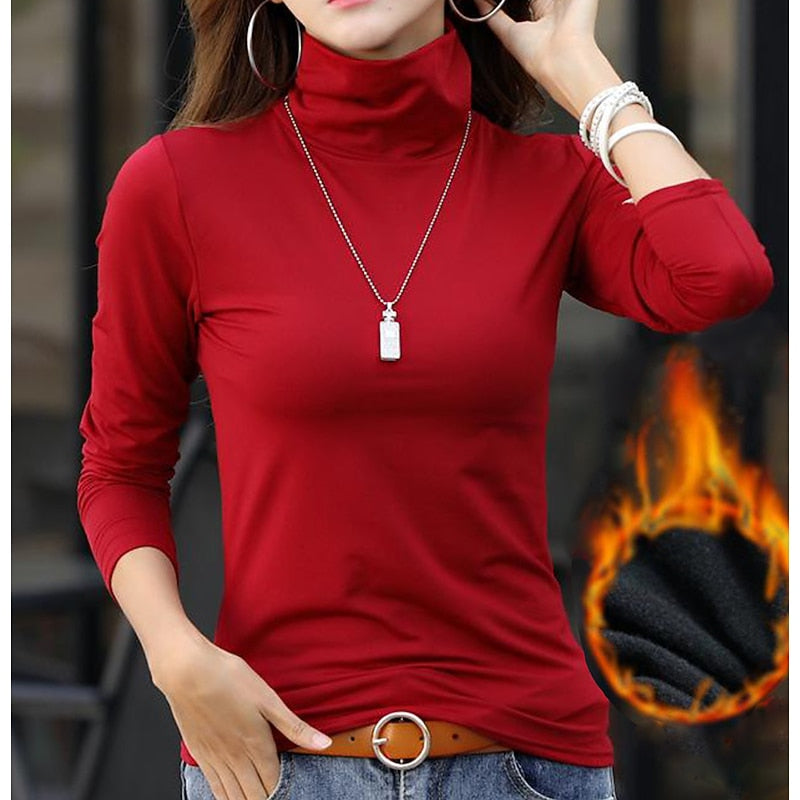 Helvano | Damen Rollkragenshirt mit Fleecefutter