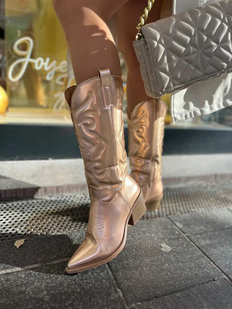 Helvano | Metallic Cowboy-Stiefel für Damen