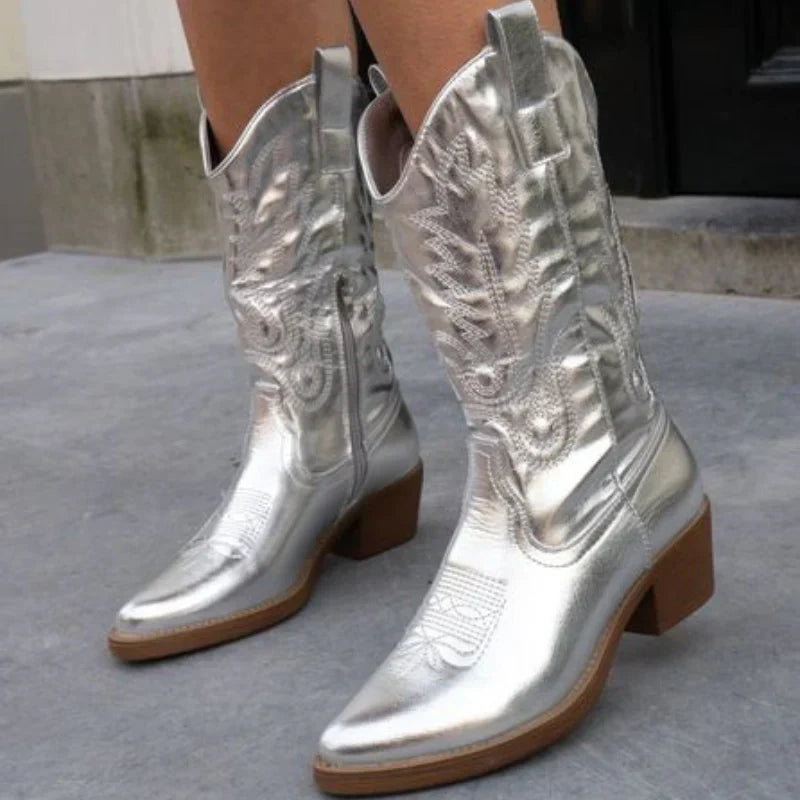 Helvano | Metallic Cowboy-Stiefel für Damen