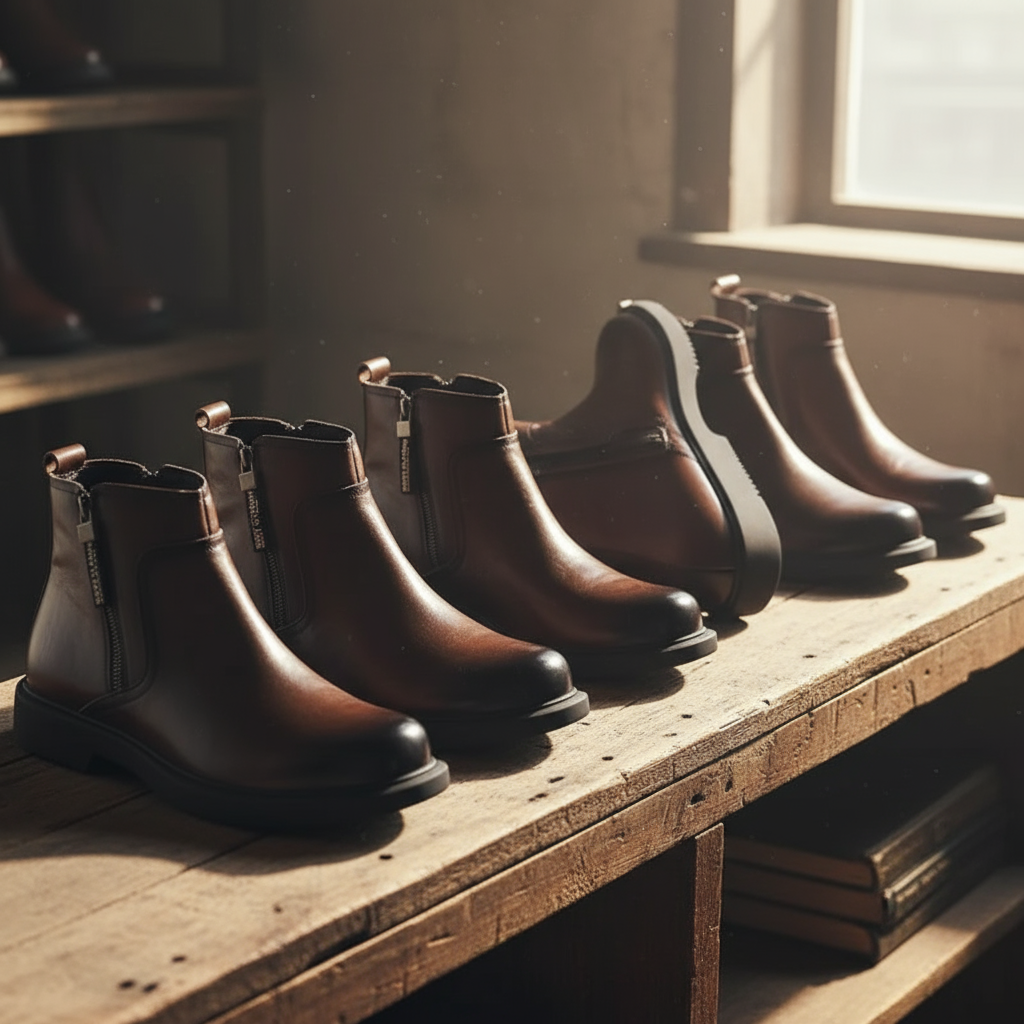 Helvano | Herren Lederstiefel mit Reissverschluss in Braun