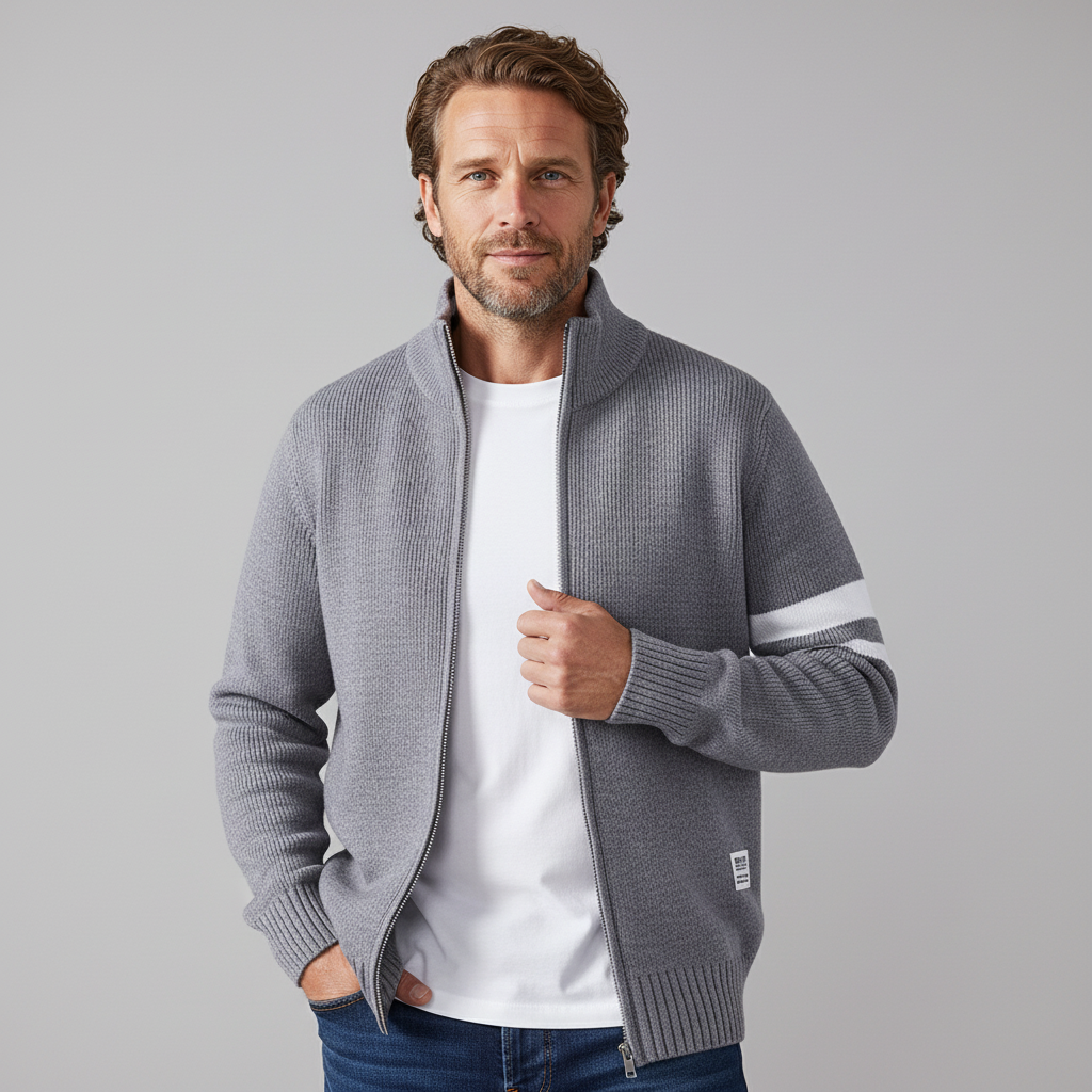 Helvano | Strickpullover mit Reissverschluss für Herren