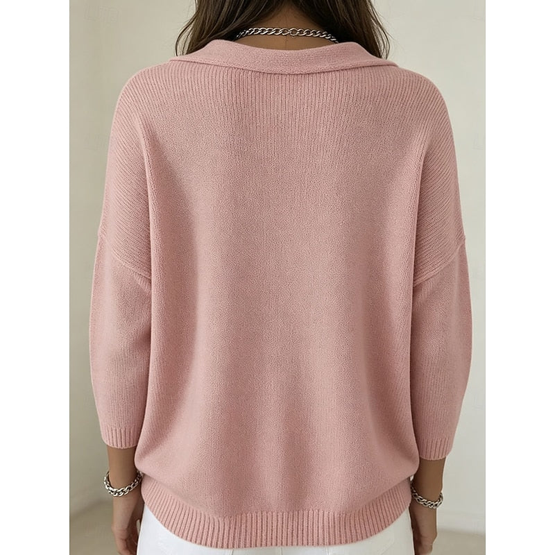 Helvano | Damen Strickpullover mit Wasserfallkragen
