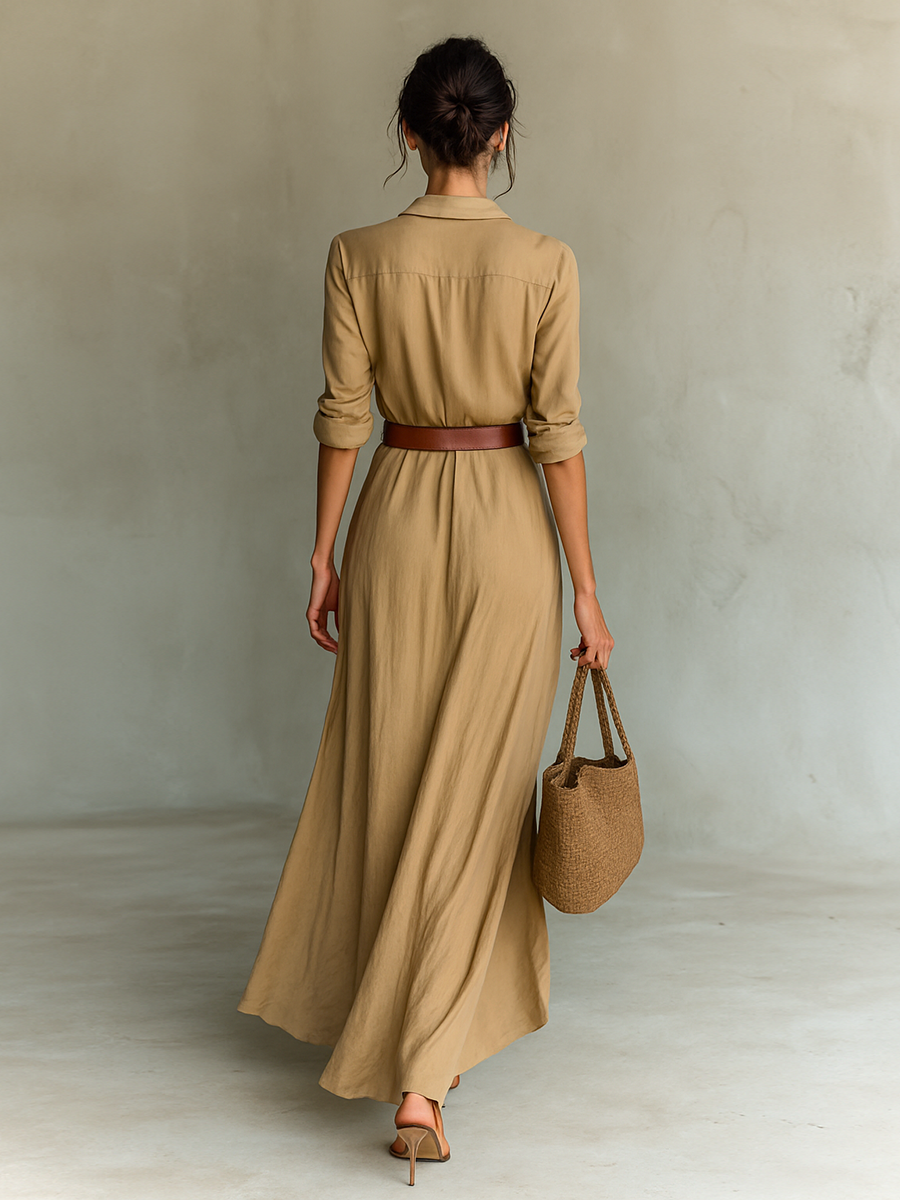 Helvano | Maxikleid mit Gürtel für Damen