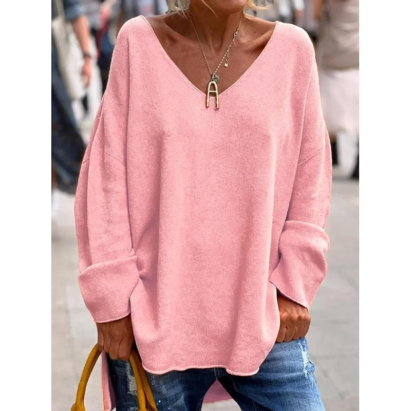 Helvano | Lockerer Strickpullover mit V-Ausschnitt für Damen