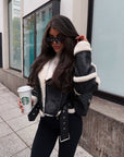 Helvano | Bikerjacke mit Teddyfell für Damen in Schwarz