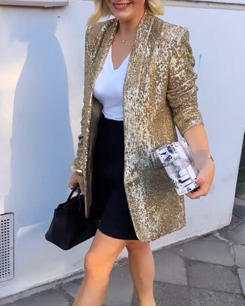 Helvano | Pailletten-Jacke in Gold für Damen