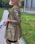 Helvano | Pailletten-Jacke in Gold für Damen
