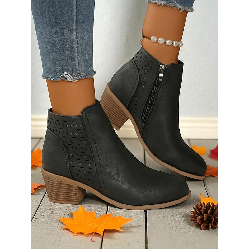 Helvano | Cut-out Stiefeletten mit niedrigem Absatz für Damen
