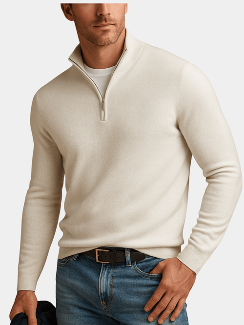 Helvano | Strickpullover mit halbem Reissverschluss für Herren