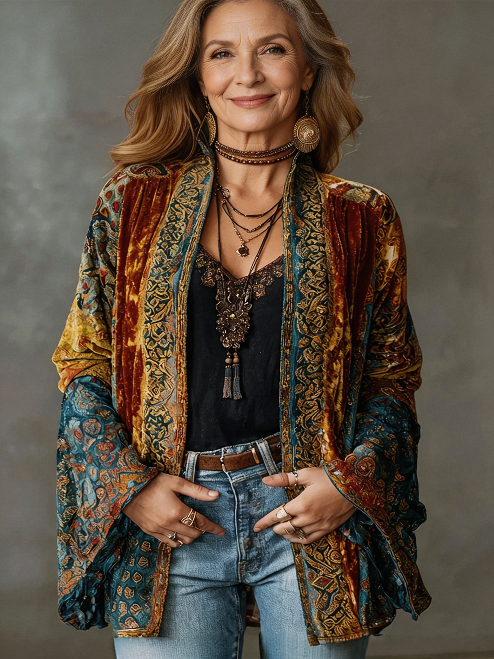 Helvano | Boho-Samtjacke für Damen
