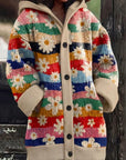 Helvano | Bunte Damen-Strickjacke mit Katzenmotiv