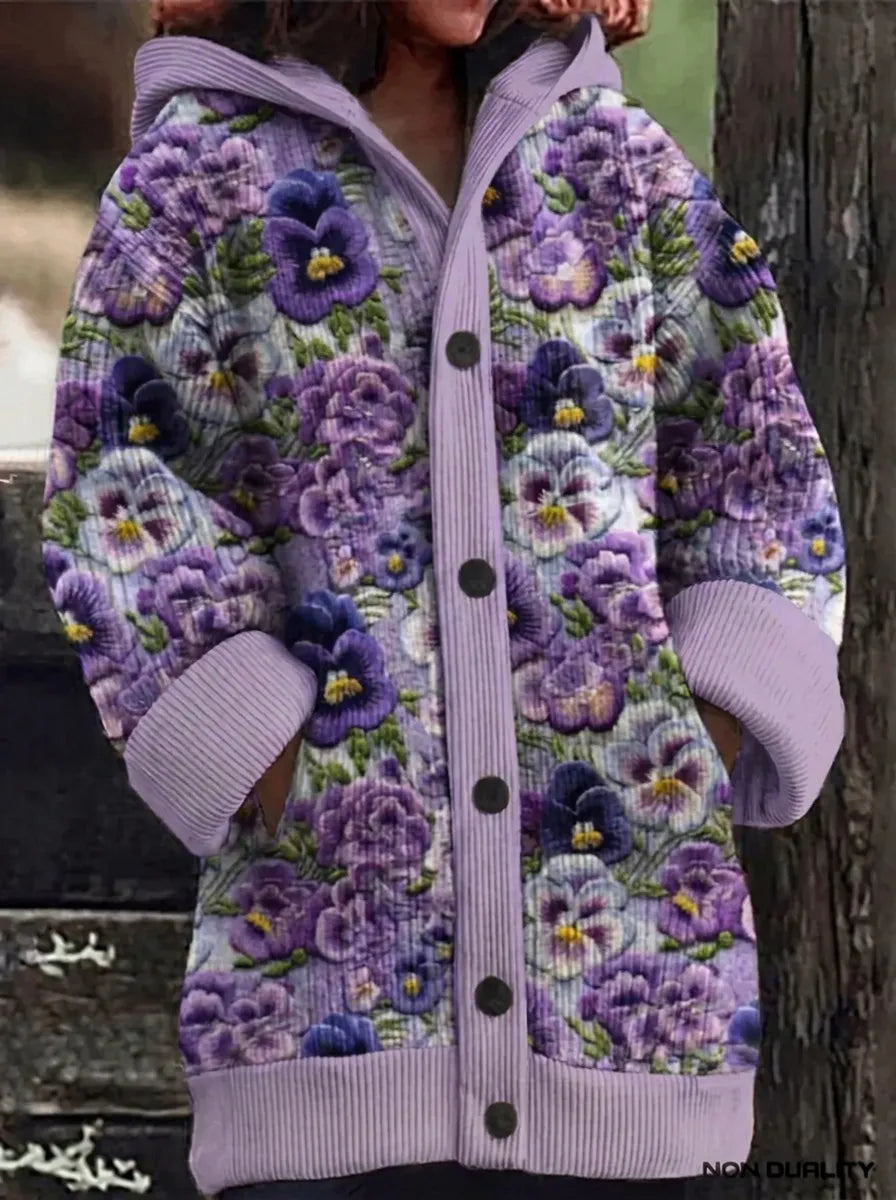 Helvano | Bunte Damen-Strickjacke mit Katzenmotiv
