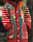 Helvano | Bunte Damen-Strickjacke mit Katzenmotiv