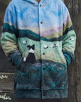 Helvano | Bunte Damen-Strickjacke mit Katzenmotiv