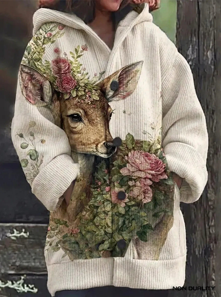 Helvano | Bunte Damen-Strickjacke mit Katzenmotiv