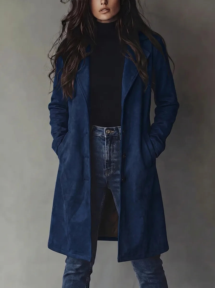 Helvano | Damen Trenchcoat in Wildleder-Optik im Vintage-Look