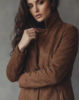 Helvano | Damen Trenchcoat in Wildleder-Optik im Vintage-Look