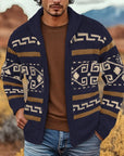 Helvano | Gemusterte Herren-Strickjacke mit Zip
