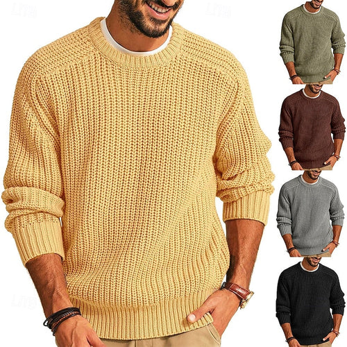 Helvano | Gerippter Strickpullover mit Rundhals für Herren