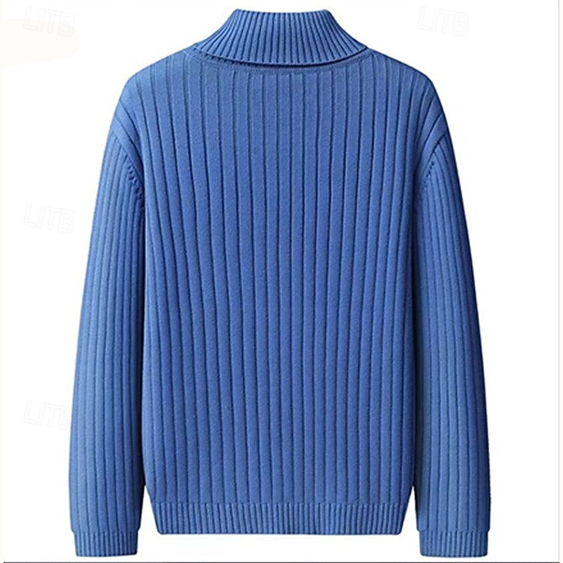 Helvano | Rippstrick-Pullover mit Stehkragen für Herren