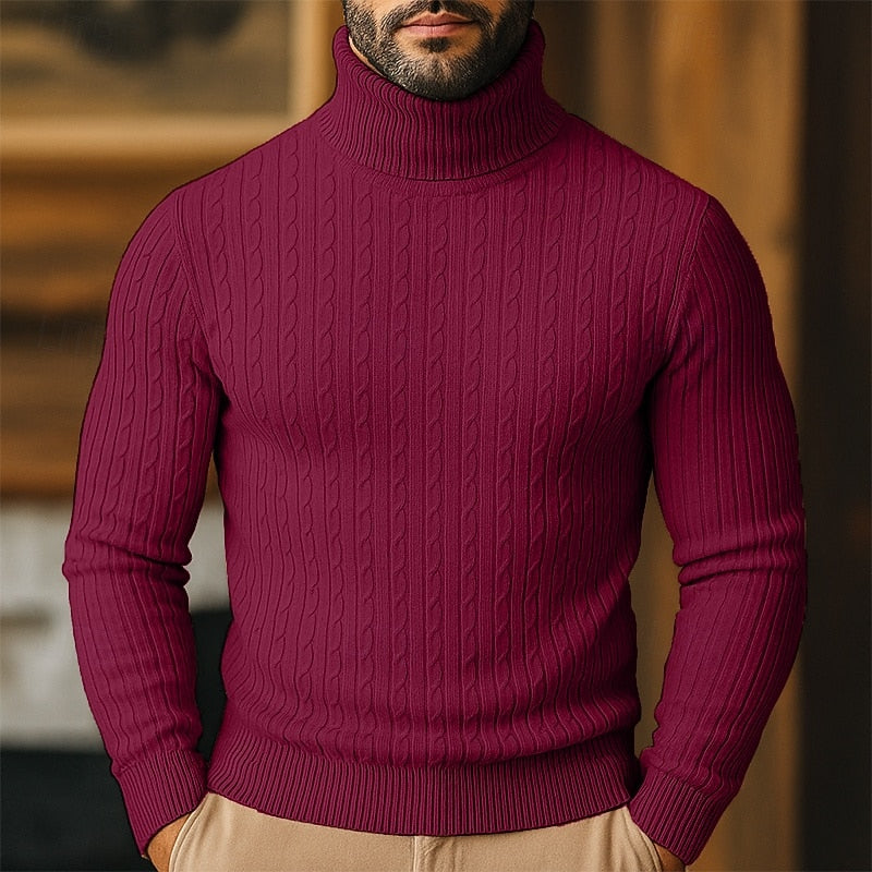 Helvano | Rollkragenpullover mit Zopfmuster für Herren