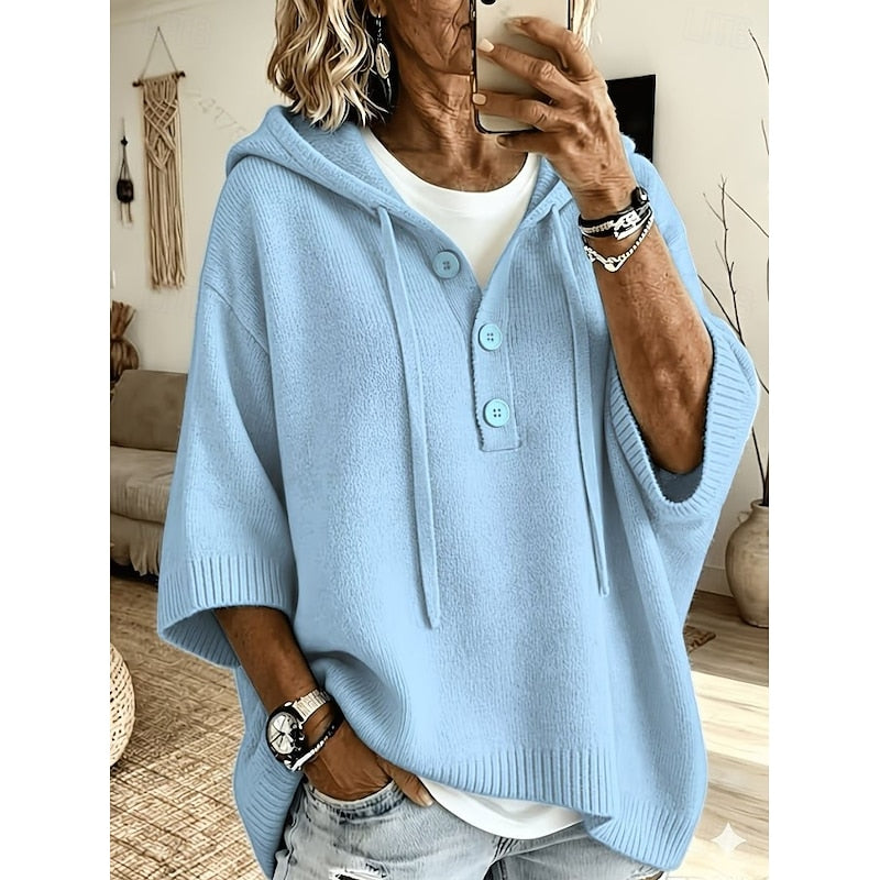 Helvano | Lockerer Strickpullover mit Kapuze für Damen