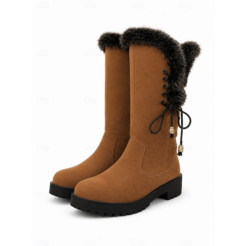 Helvano | Kniehohe Winterstiefel mit Plüschrand für Damen