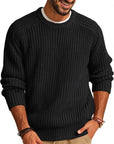 Helvano | Gerippter Strickpullover mit Rundhals für Herren