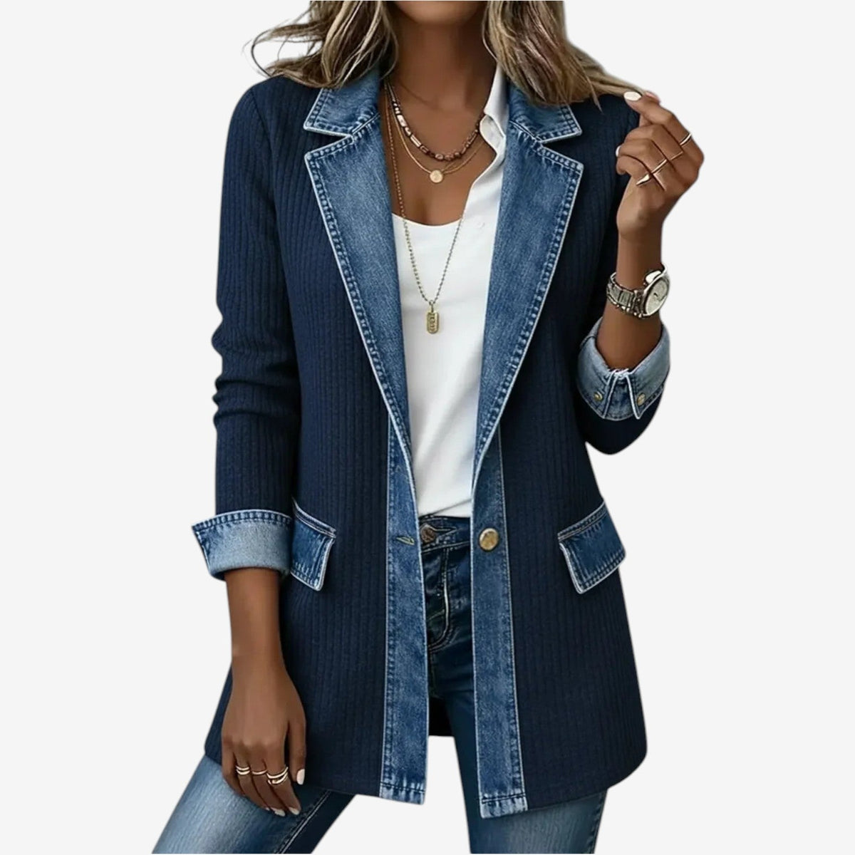 Helvano | Damen Jacke mit Lagenkragen und Knöpfen