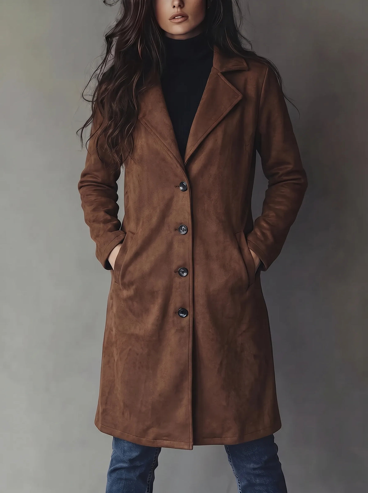 Helvano | Damen Trenchcoat in Wildleder-Optik im Vintage-Look