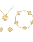 Helvano | Kleeblatt-Schmuckset in Gold & Perlmutt