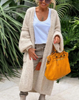 Helvano | Oversized Strickjacke mit Love-&-Peace-Motiv für Damen