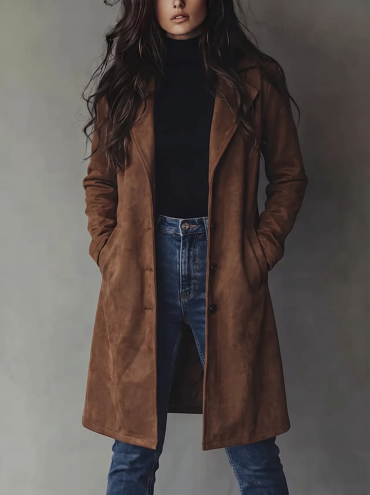 Helvano | Damen Trenchcoat in Wildleder-Optik im Vintage-Look