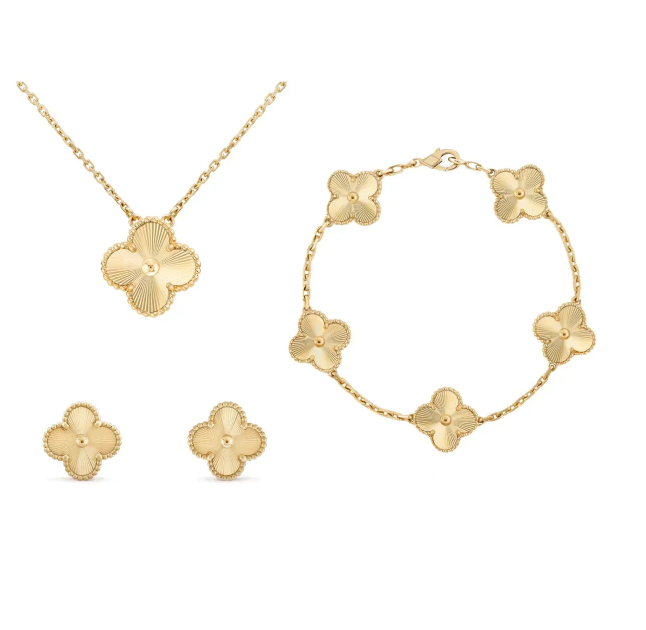 Helvano | Kleeblatt-Schmuckset in Gold &amp; Perlmutt