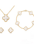 Helvano | Kleeblatt-Schmuckset in Gold & Perlmutt