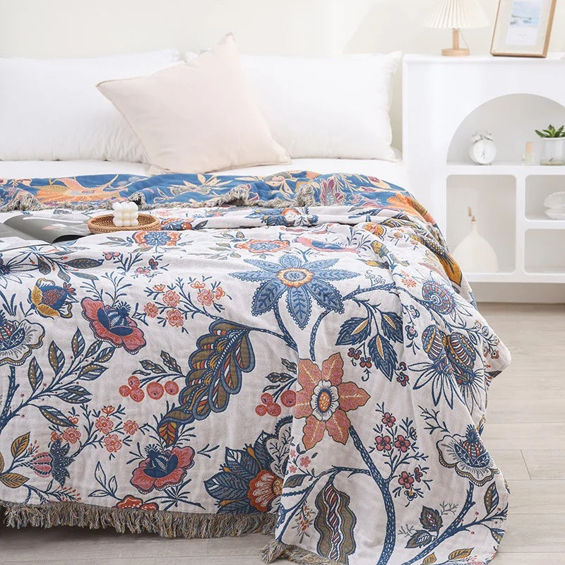 Helvano | Baumwoll-Überwurf mit Quasten im Boho-Stil