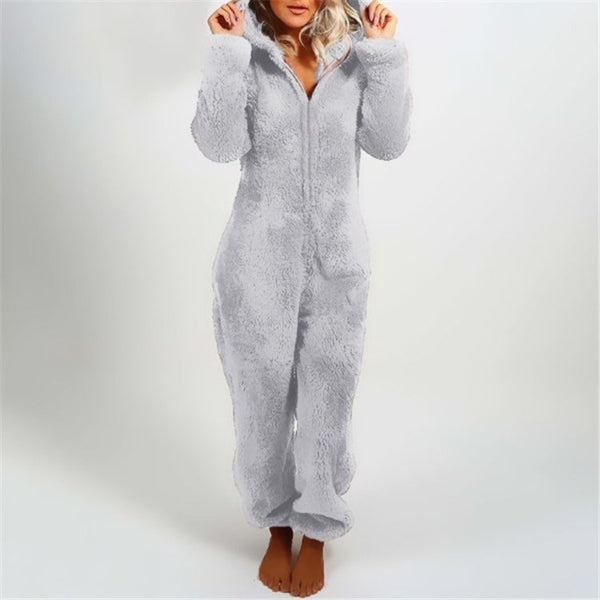 Helvano | Teddy-Fleece Overall mit Kapuze für Damen