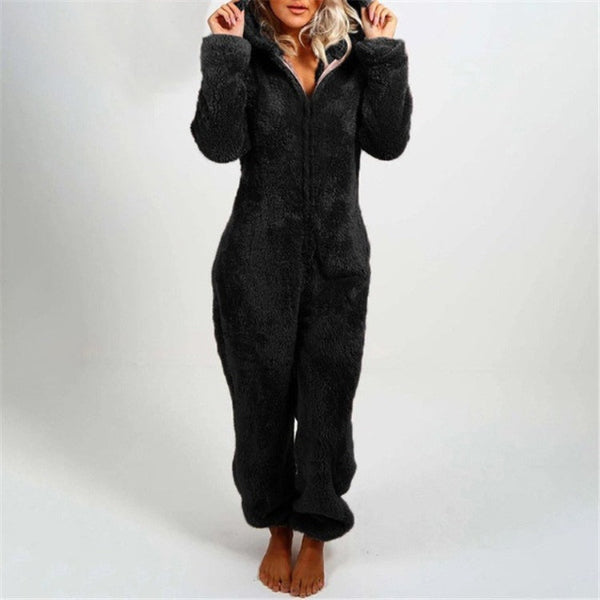 Helvano | Teddy-Fleece Overall mit Kapuze für Damen