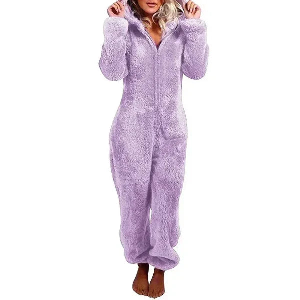 Helvano | Teddy-Fleece Overall mit Kapuze für Damen