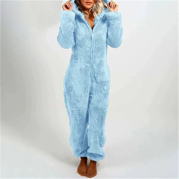 Helvano | Teddy-Fleece Overall mit Kapuze für Damen