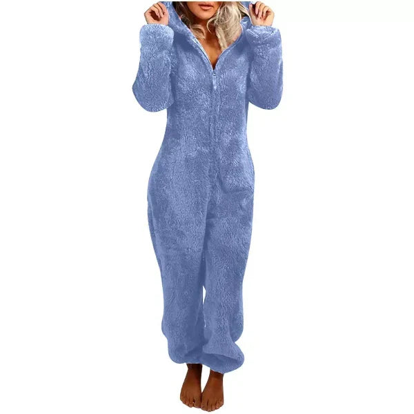 Helvano | Teddy-Fleece Overall mit Kapuze für Damen