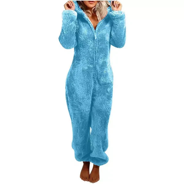 Helvano | Teddy-Fleece Overall mit Kapuze für Damen