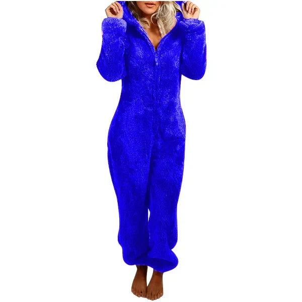 Helvano | Teddy-Fleece Overall mit Kapuze für Damen
