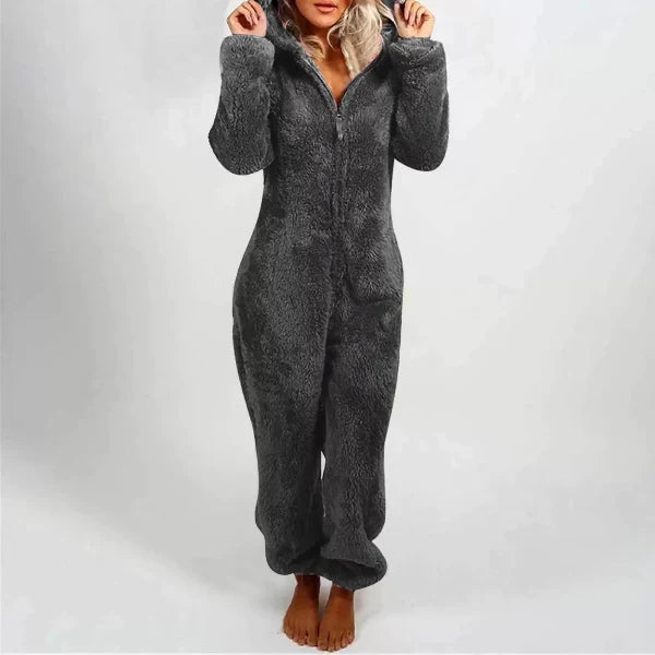 Helvano | Teddy-Fleece Overall mit Kapuze für Damen