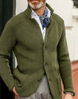 Helvano | Strukturierte Strickjacke mit Stehkragen für Herren