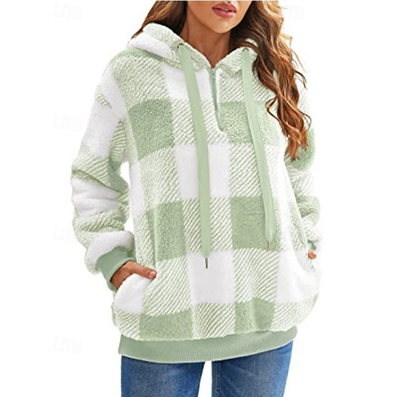 Helvano | Karierter Hoodie mit Half-Zip