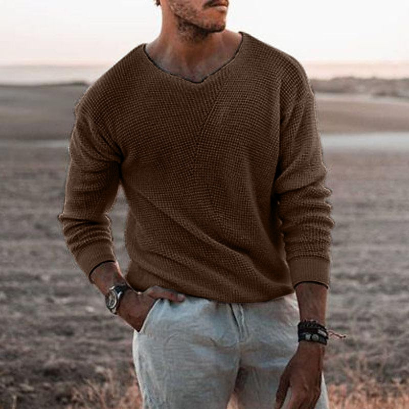 Helvano | Strukturierter Herren-Pullover mit V-Ausschnitt
