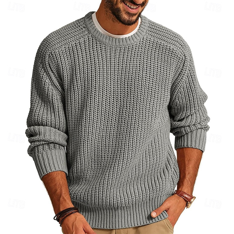 Helvano | Gerippter Strickpullover mit Rundhals für Herren