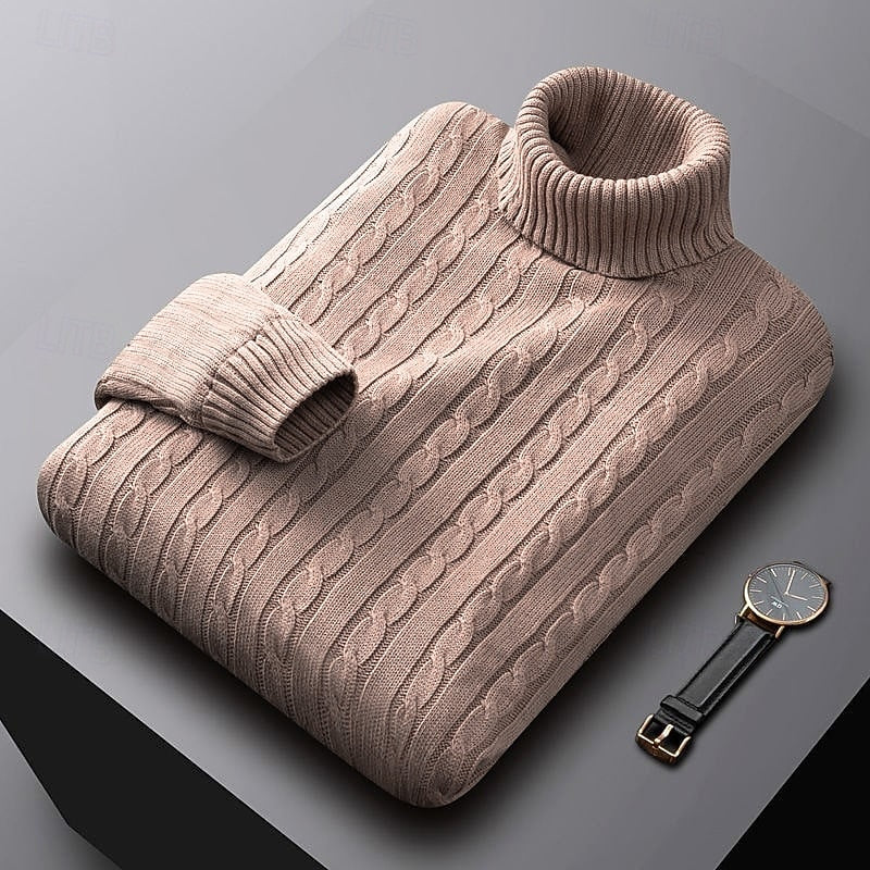 Helvano | Zopfstrick-Rollkragenpullover für Herren