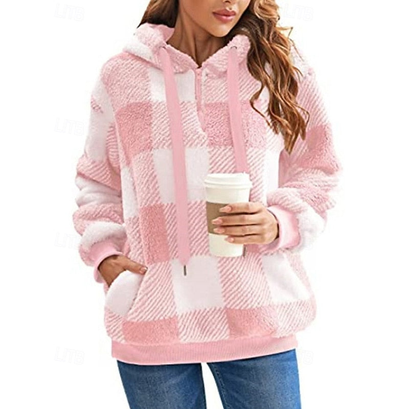 Helvano | Karierter Hoodie mit Half-Zip